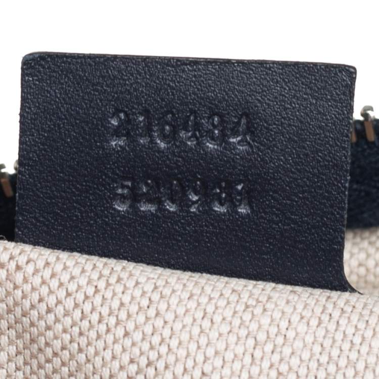 مملوكة مسبقًا Gucci Navy Blue GG Supreme Canvas Leather Medium Carry On Duffle Bag
