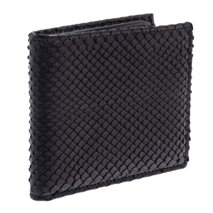 Pre Owned Gucci Black Python Bifold Wallet
