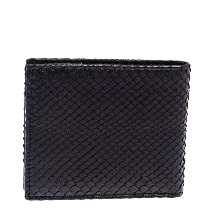 Pre Owned Gucci Black Python Bifold Wallet