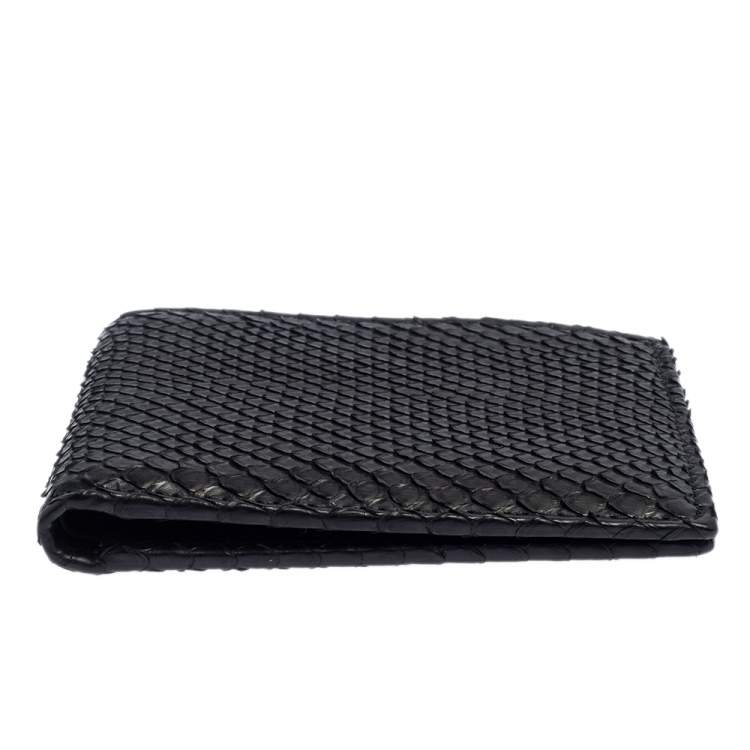 Pre Owned Gucci Black Python Bifold Wallet