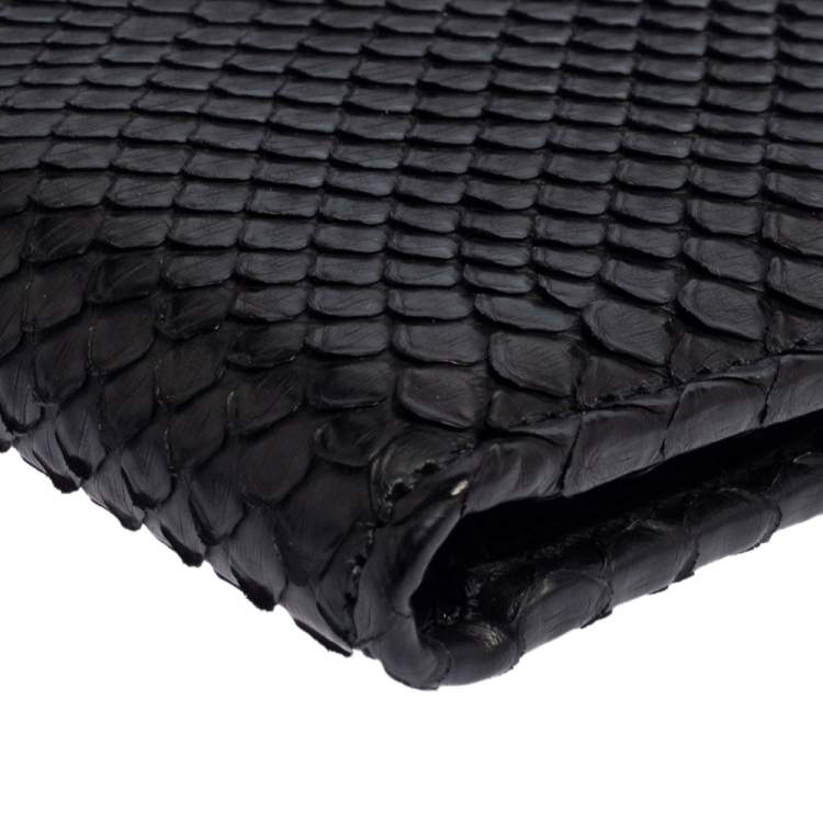 Pre Owned Gucci Black Python Bifold Wallet