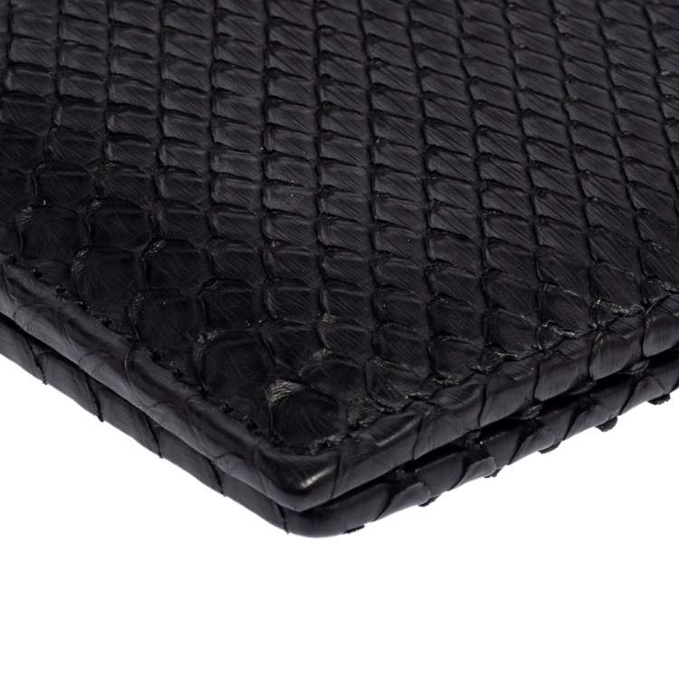 Pre Owned Gucci Black Python Bifold Wallet