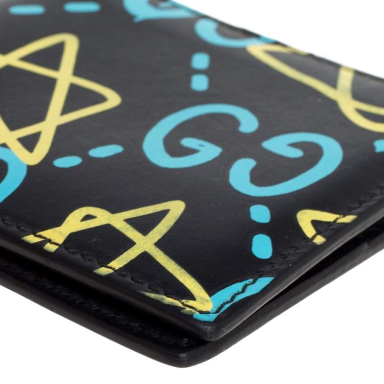 Pre Owned Gucci Black Leather GG Ghost Bifold Wallet