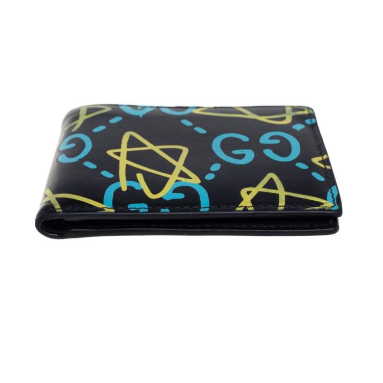Pre Owned Gucci Black Leather GG Ghost Bifold Wallet