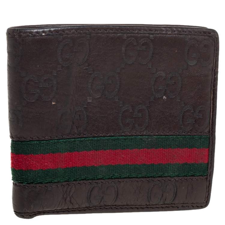 مملوكة مسبقًا Gucci Brown Guccissima Leather Web Bifold Wallet