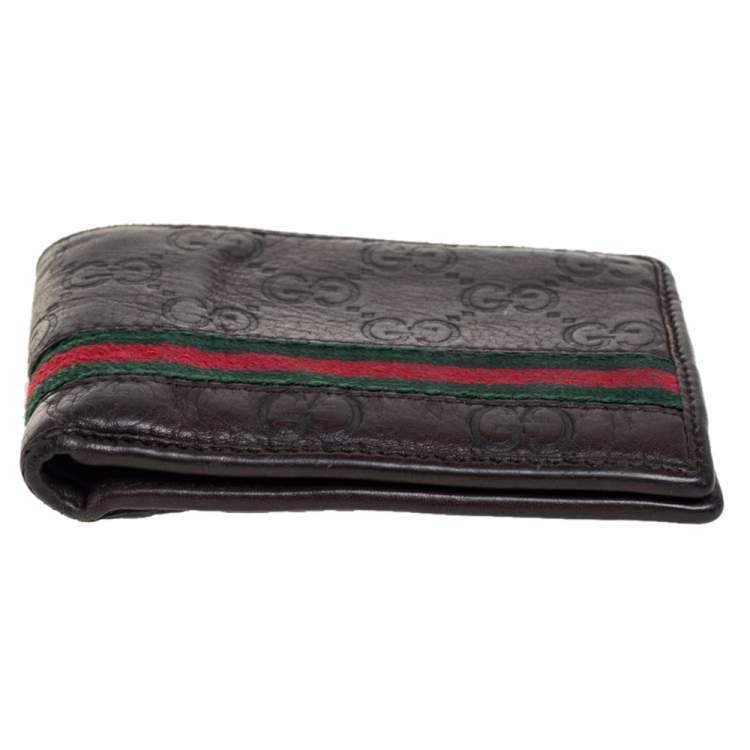 مملوكة مسبقًا Gucci Brown Guccissima Leather Web Bifold Wallet
