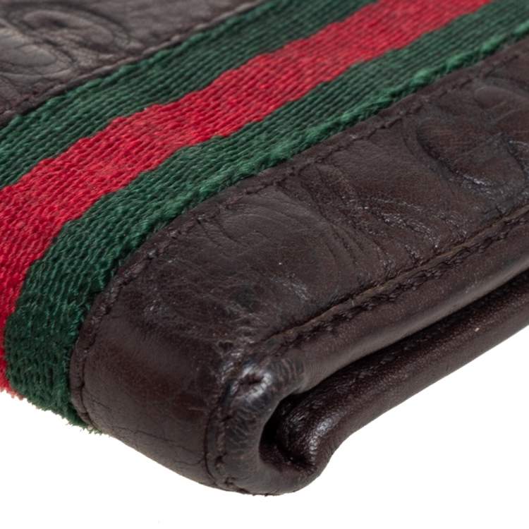 مملوكة مسبقًا Gucci Brown Guccissima Leather Web Bifold Wallet