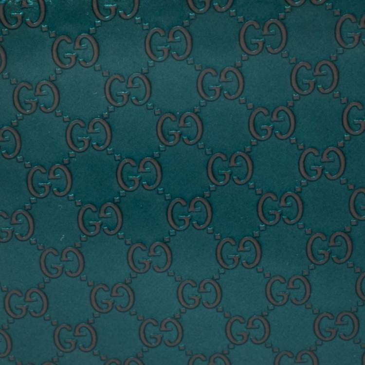 Pre Owned Gucci Turquoise Microguccissima Patent Leather Bifold Wallet