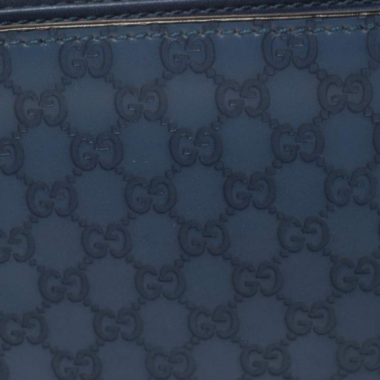 Pre Owned Gucci Blue Microguccissima Leather Bifold Wallet