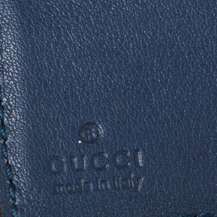 Pre Owned Gucci Blue Microguccissima Leather Bifold Wallet