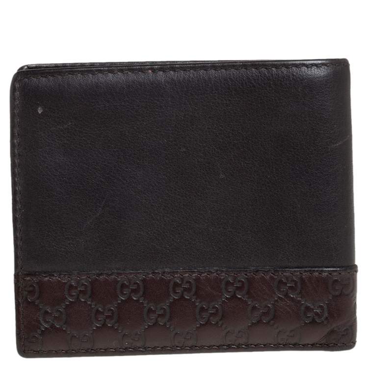 Pre Owned Gucci Dark Brown Guccissima Leather Bifold Wallet