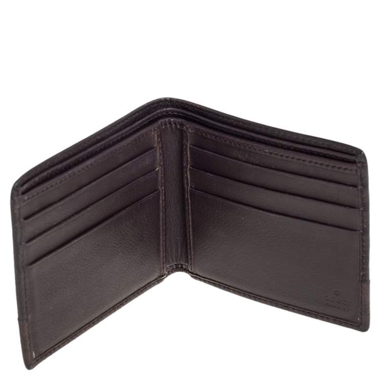 Pre Owned Gucci Dark Brown Guccissima Leather Bifold Wallet