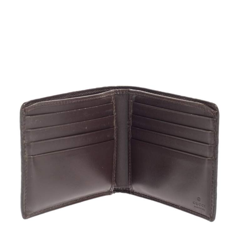 Pre Owned Gucci Dark Brown Guccissima Leather Bifold Wallet