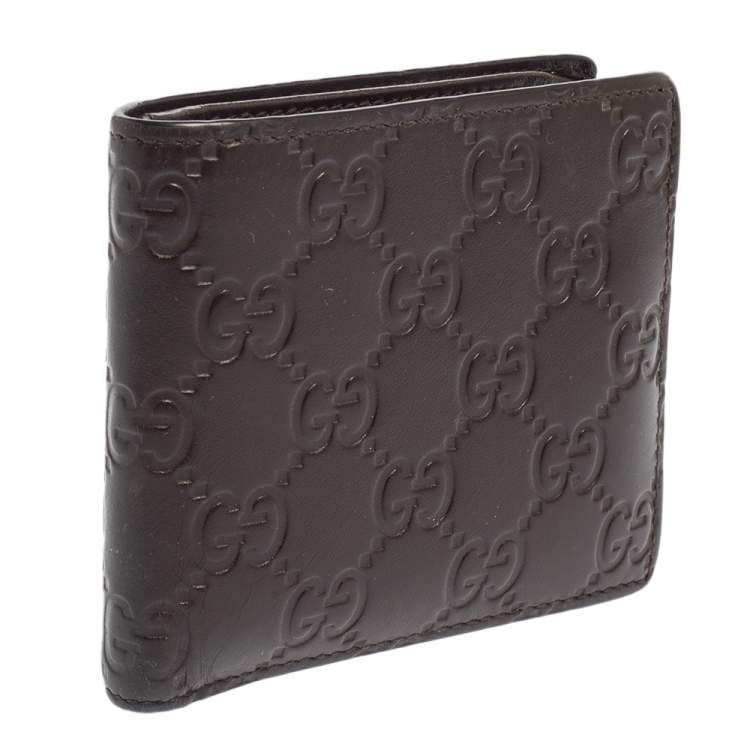 Pre Owned Gucci Dark Brown Guccissima Leather Bifold Wallet