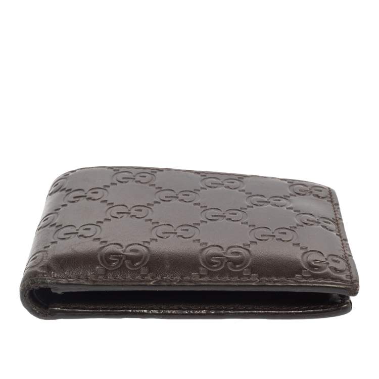 Pre Owned Gucci Dark Brown Guccissima Leather Bifold Wallet