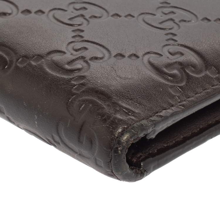 Pre Owned Gucci Dark Brown Guccissima Leather Bifold Wallet