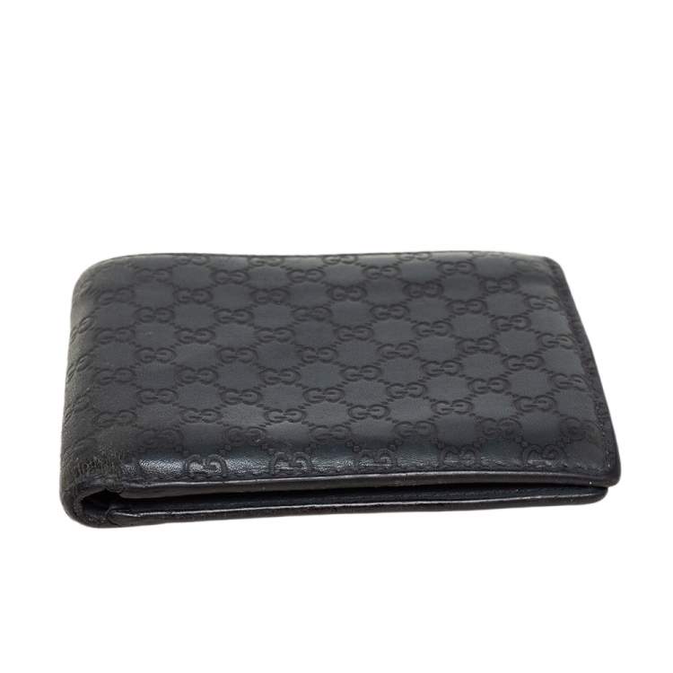 Pre Owned Gucci Grey Microguccissima Leather Bifold Wallet