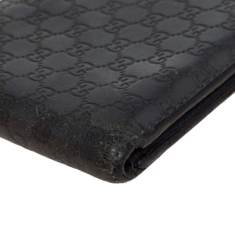 Pre Owned Gucci Grey Microguccissima Leather Bifold Wallet