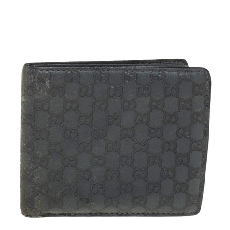 Pre Owned Gucci Grey Microguccissima Leather Bifold Wallet