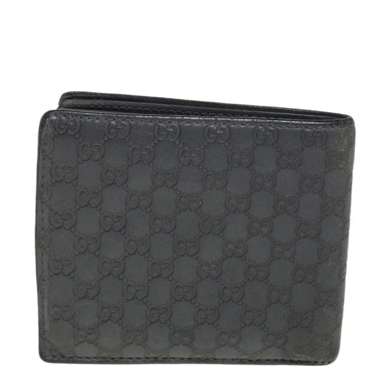 Pre Owned Gucci Grey Microguccissima Leather Bifold Wallet