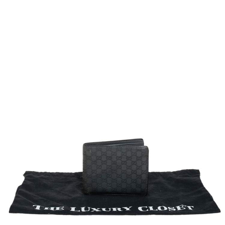 Pre Owned Gucci Grey Microguccissima Leather Bifold Wallet
