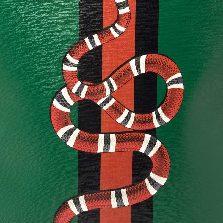 مملوكة مسبقًا Gucci Green Snake and Web Print Leather Backpack