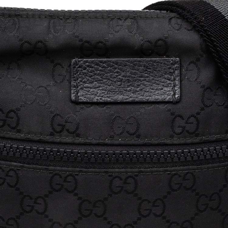 مملوكة مسبقًا Gucci Black GG Nylon and Leather Messenger Bag