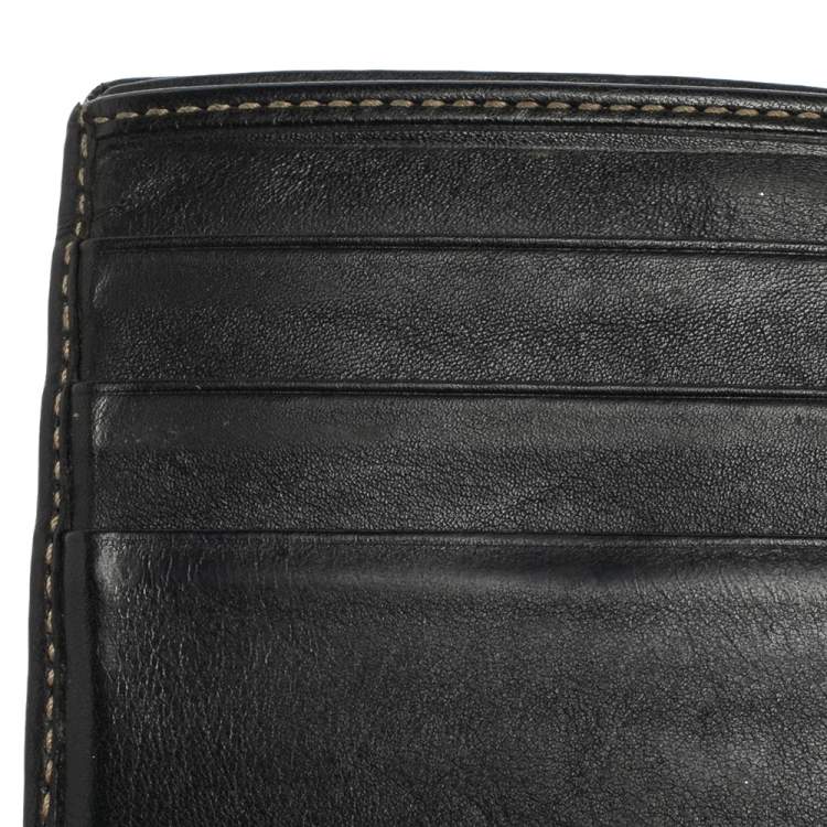 Pre Owned Gucci Beige/Black GG Supreme Canvas and Leather Bifold Wallet