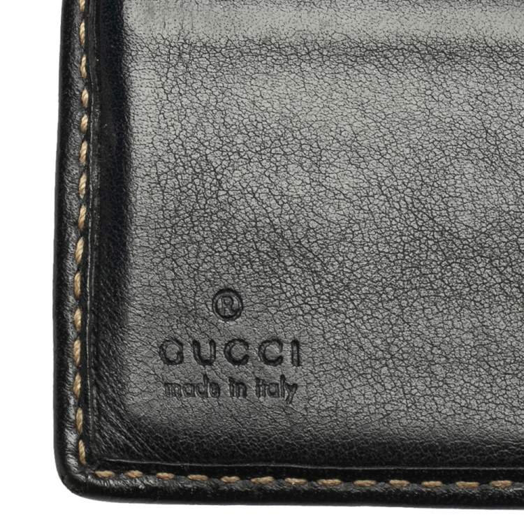 Pre Owned Gucci Beige/Black GG Supreme Canvas and Leather Bifold Wallet