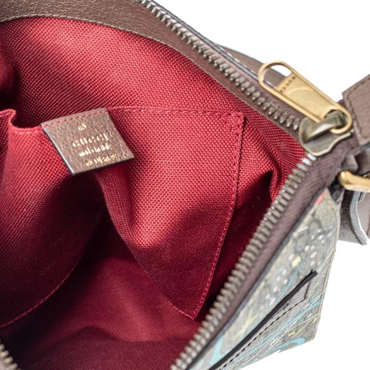 Pre Owned Gucci x Disney Beige GG Supreme Canvas and Leather Donald Duck Messenger Bag