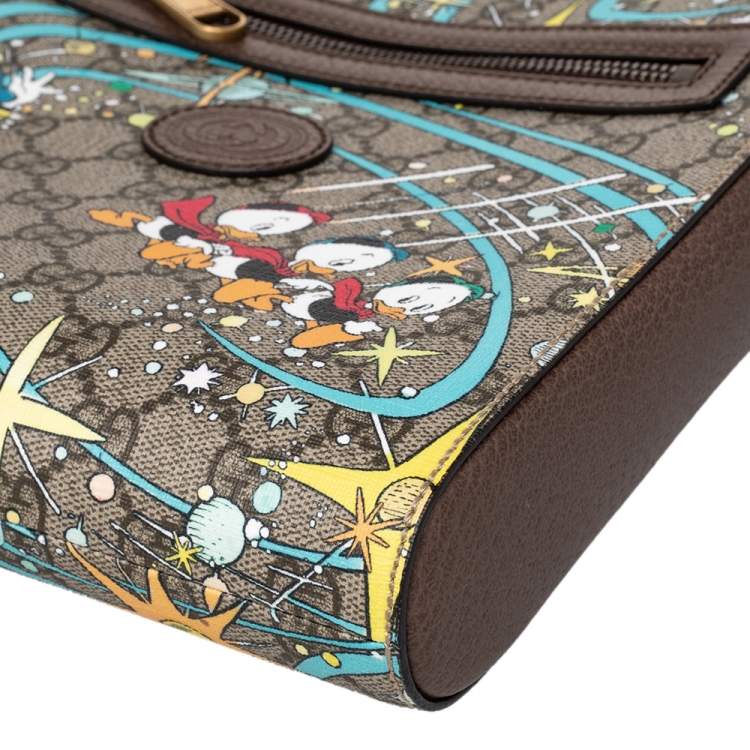 Pre Owned Gucci x Disney Beige GG Supreme Canvas and Leather Donald Duck Messenger Bag