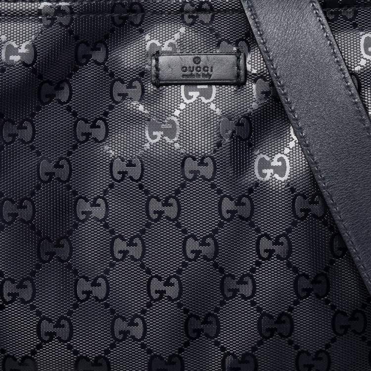 Pre Owned Gucci Black GG Imprime Leather Messenger Bag