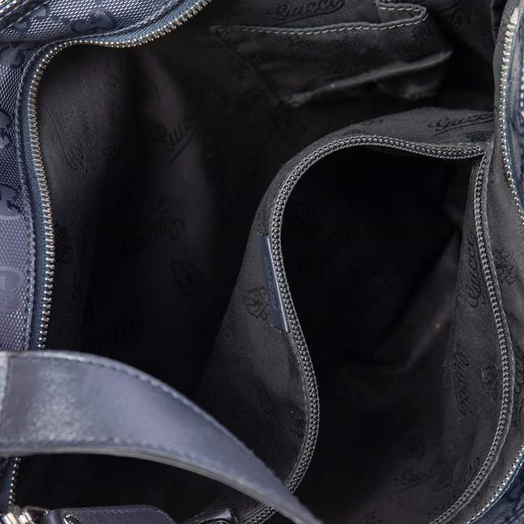 Pre Owned Gucci Black GG Imprime Leather Messenger Bag