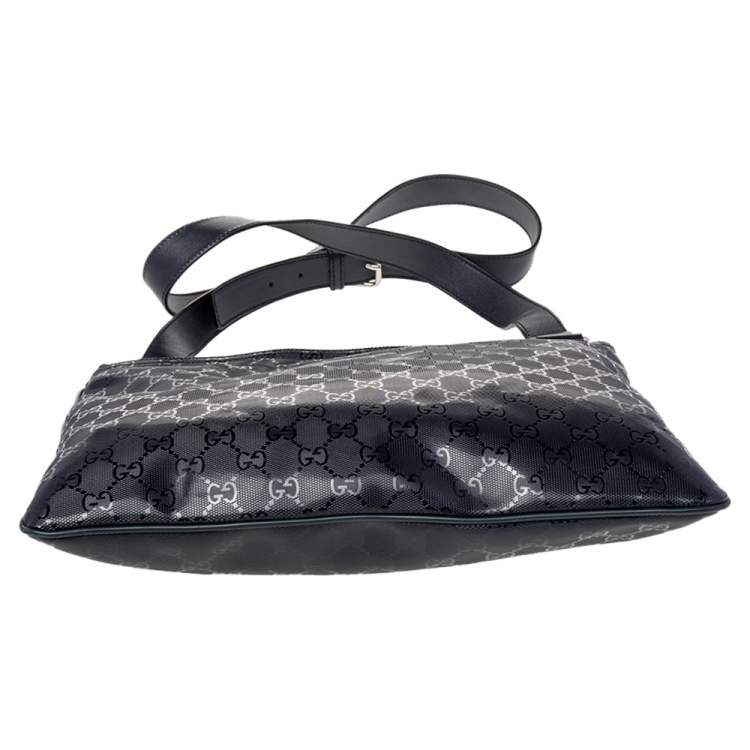 Pre Owned Gucci Black GG Imprime Leather Messenger Bag