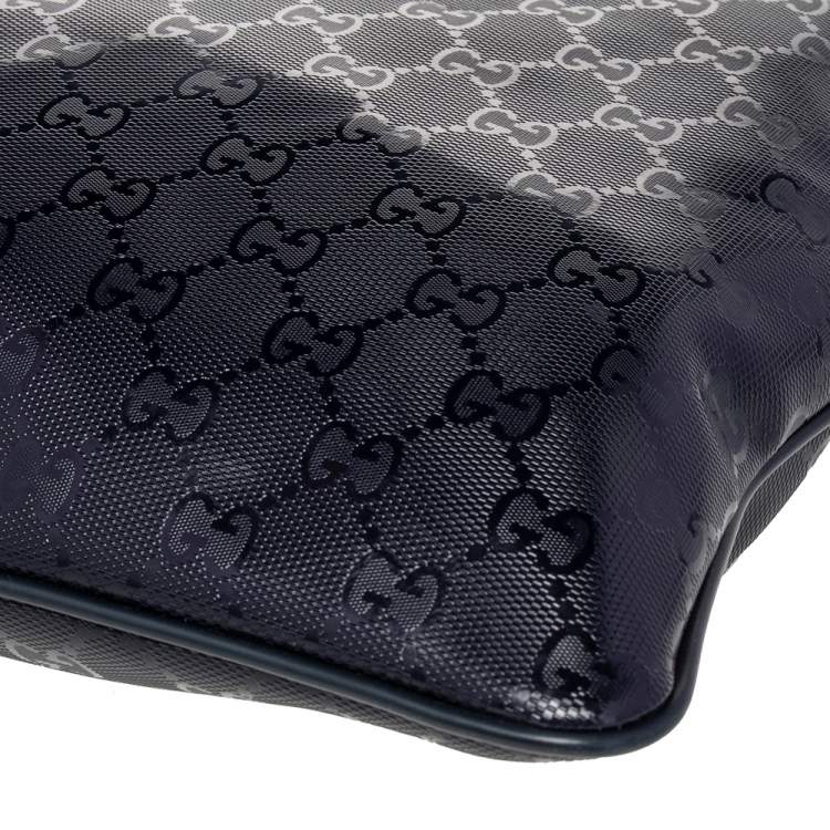 Pre Owned Gucci Black GG Imprime Leather Messenger Bag