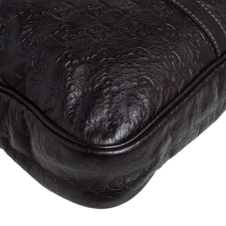 Pre Owned Gucci Dark Brown Guccissima Leather Business Briefcase Bag