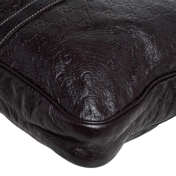 Pre Owned Gucci Dark Brown Guccissima Leather Business Briefcase Bag