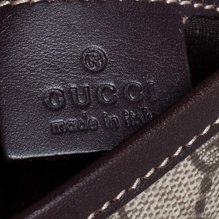Pre Owned Gucci Brown/Beige GG Supreme Canvas and Leather Web Detail Messenger Bag