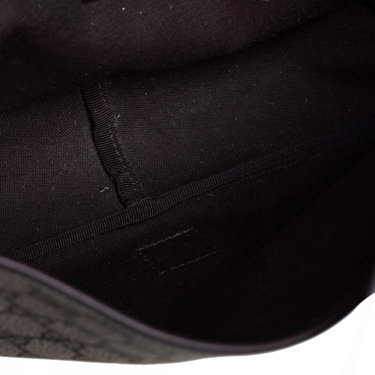Pre Owned Gucci Brown/Beige GG Supreme Canvas and Leather Web Detail Messenger Bag
