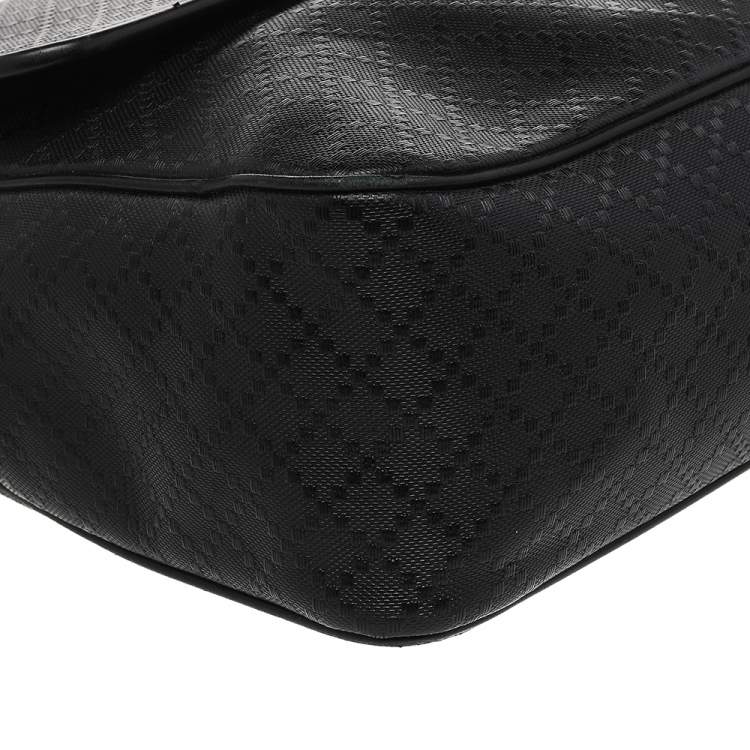 Pre Owned Gucci Black Diamante Leather Hilary Messenger Bag