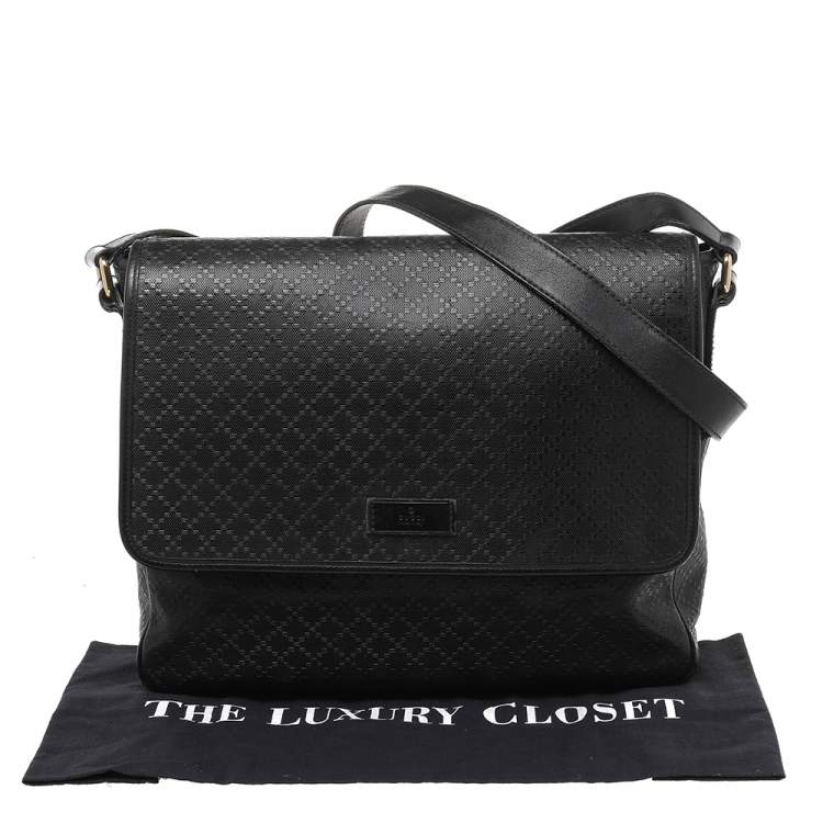 Pre Owned Gucci Black Diamante Leather Hilary Messenger Bag