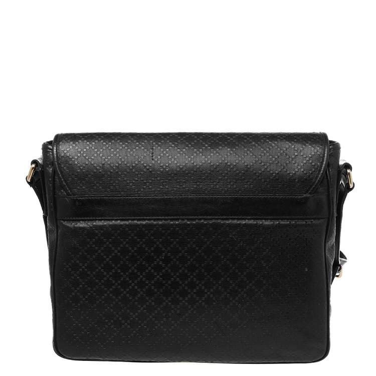 Pre Owned Gucci Black Diamante Leather Hilary Messenger Bag