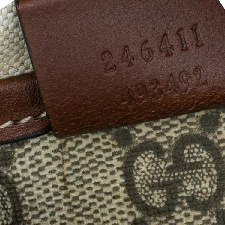 Pre Owned Gucci Beige/Brown GG Supreme Canvas and Leather Web Messenger Bag