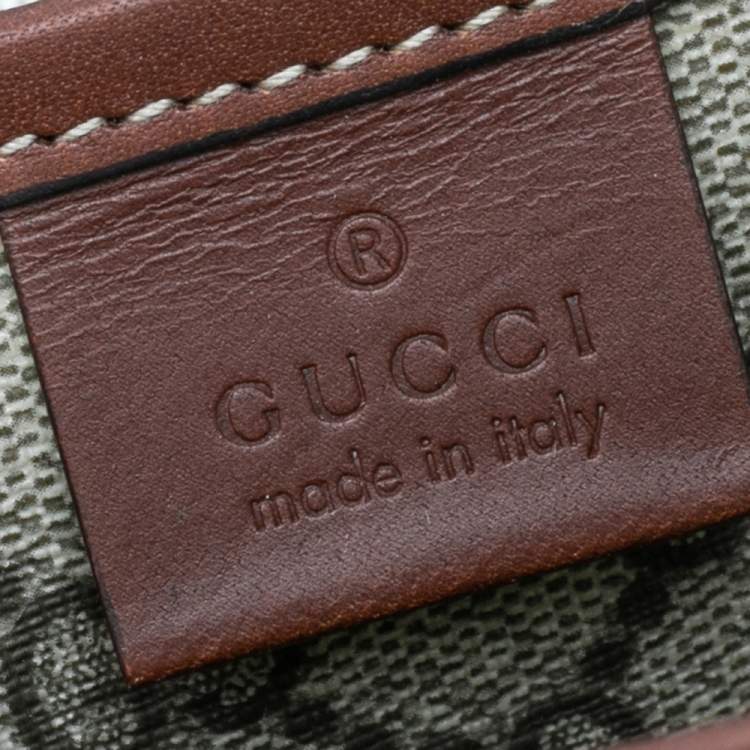 Pre Owned Gucci Beige/Brown GG Supreme Canvas and Leather Web Messenger Bag