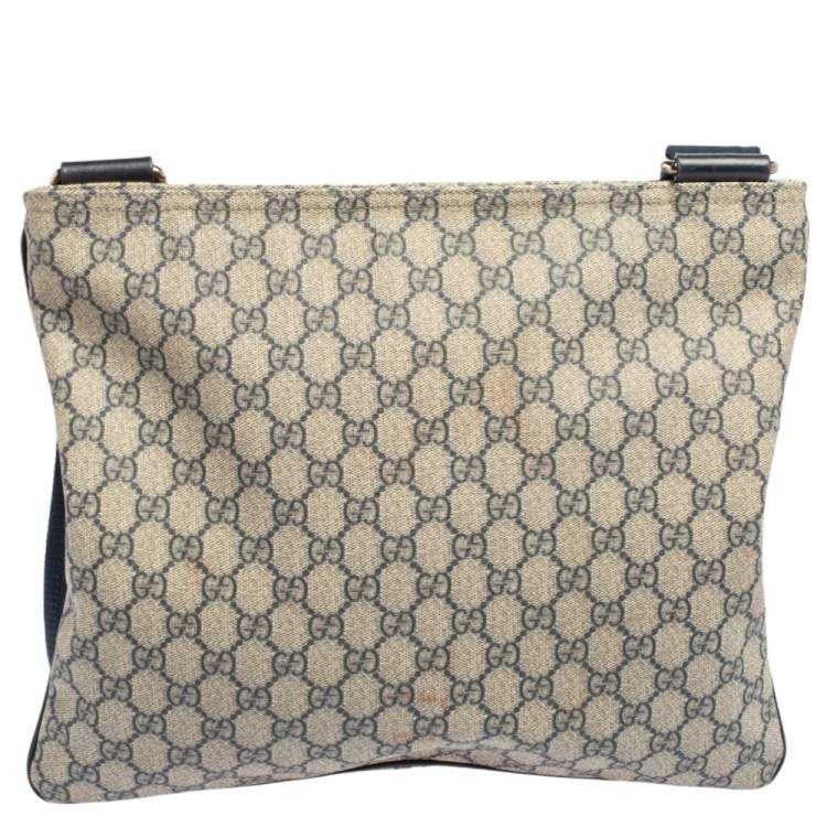 Pre Owned Gucci Navy Blue GG Supreme Canvas Messenger Bag