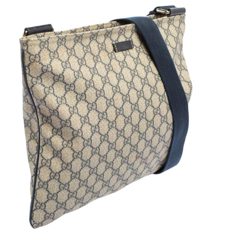 Pre Owned Gucci Navy Blue GG Supreme Canvas Messenger Bag