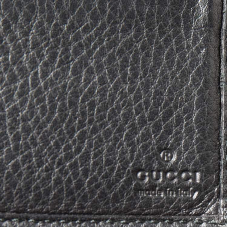 Pre Owned Gucci Black Leather Web Interlocking G Bifold Wallet