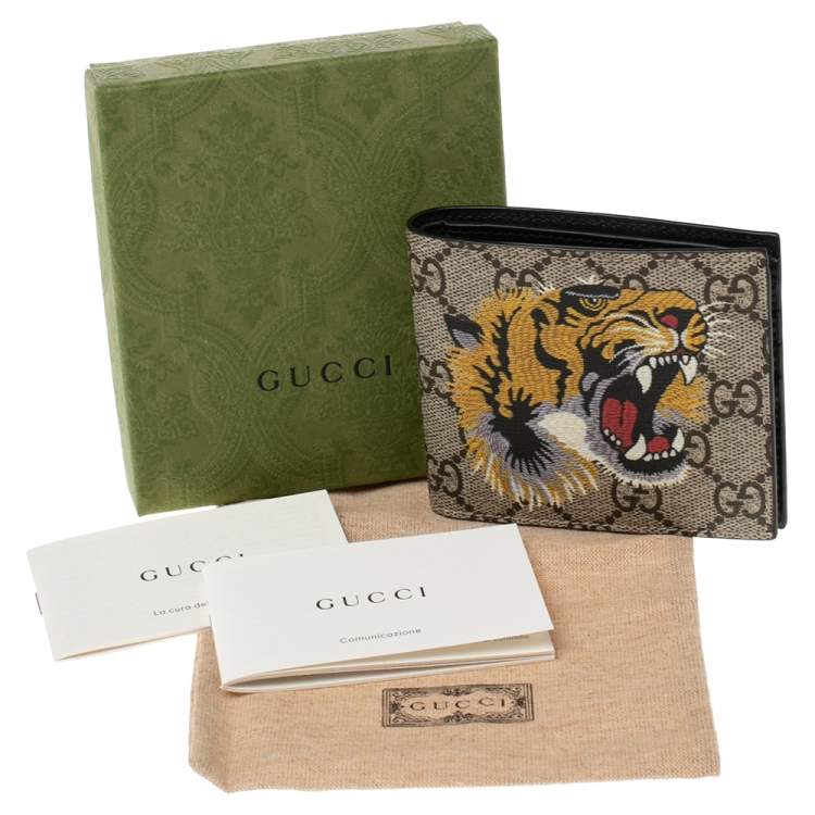 Pre Owned Gucci Multicolor Tiger Print GG Supreme Canvas Bifold Wallet