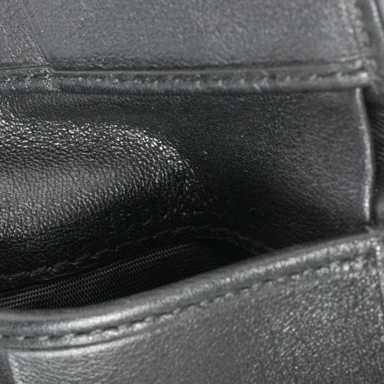 Pre Owned Gucci Black Guccissima Leather Web Bifold Wallet