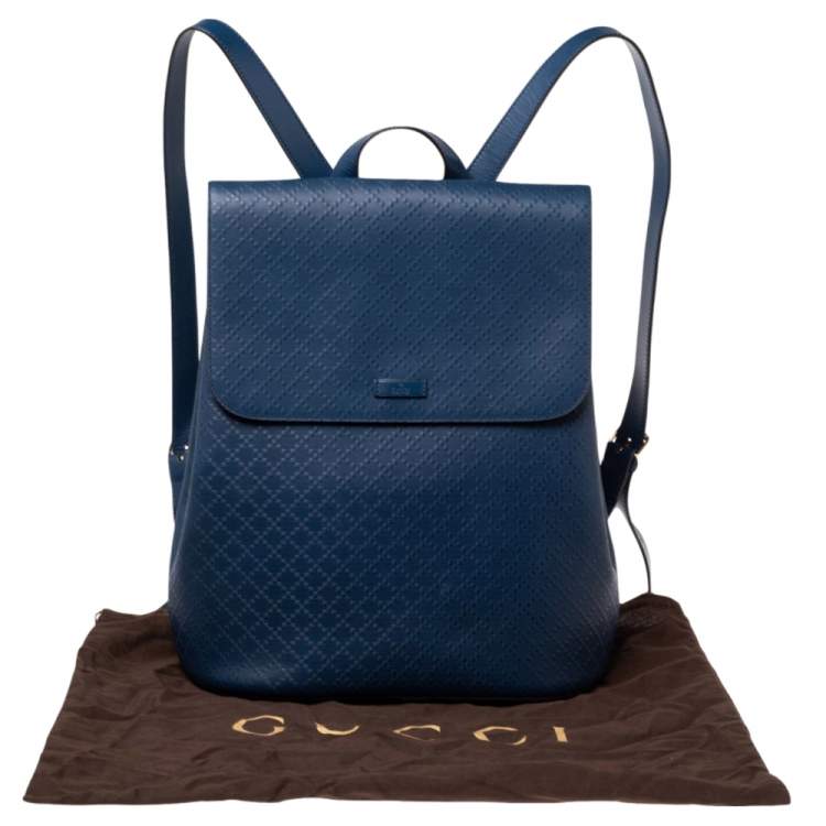 Pre Owned Gucci Blue Diamante Leather Backpack